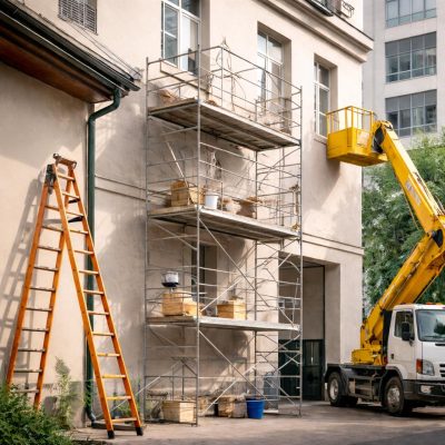 Что выбрать для работ на высоте: лестницы, леса или спецтехника