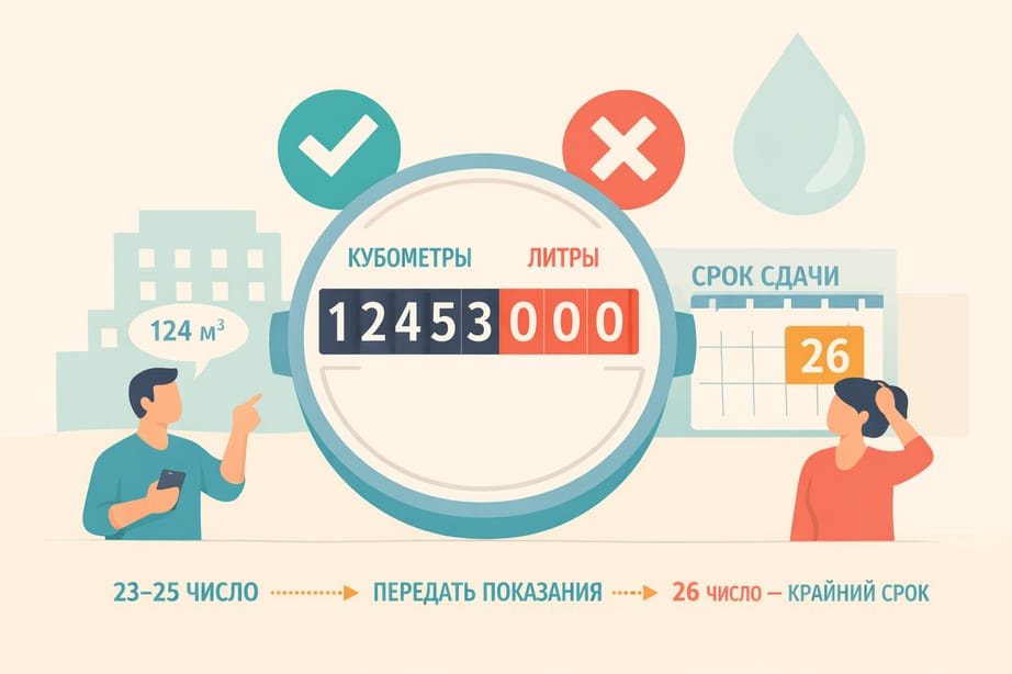 Какие цифры передавать по счётчику горячей воды